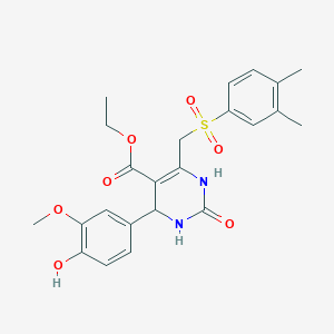 molecular formula C23H26N2O7S B3020185 Ethyl 6-(((3,4-dimethylphenyl)sulfonyl)methyl)-4-(4-hydroxy-3-methoxyphenyl)-2-oxo-1,2,3,4-tetrahydropyrimidine-5-carboxylate CAS No. 902520-60-9