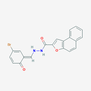 molecular formula C20H13BrN2O3 B302019 N'-[(E)-(3-bromo-6-oxocyclohexa-2,4-dien-1-ylidene)methyl]benzo[e][1]benzofuran-2-carbohydrazide 