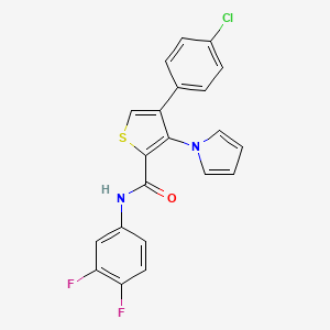 molecular formula C21H13ClF2N2OS B3020197 4-(4-chlorophenyl)-N-(3,4-difluorophenyl)-3-(1H-pyrrol-1-yl)thiophene-2-carboxamide CAS No. 1358889-67-4