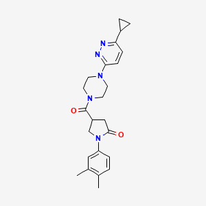 molecular formula C24H29N5O2 B3020207 4-(4-(6-Cyclopropylpyridazin-3-yl)piperazine-1-carbonyl)-1-(3,4-dimethylphenyl)pyrrolidin-2-one CAS No. 2034469-55-9