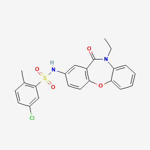 molecular formula C22H19ClN2O4S B3020218 5-chloro-N-(10-ethyl-11-oxo-10,11-dihydrodibenzo[b,f][1,4]oxazepin-2-yl)-2-methylbenzenesulfonamide CAS No. 921920-23-2