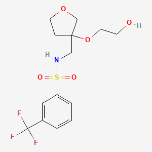 molecular formula C14H18F3NO5S B3020224 N-((3-(2-hydroxyethoxy)tetrahydrofuran-3-yl)methyl)-3-(trifluoromethyl)benzenesulfonamide CAS No. 2310099-37-5