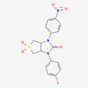 molecular formula C17H14FN3O5S B3020225 1-(4-fluorophenyl)-3-(4-nitrophenyl)tetrahydro-1H-thieno[3,4-d]imidazol-2(3H)-one 5,5-dioxide CAS No. 879929-75-6