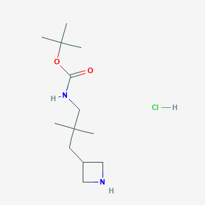 molecular formula C13H27ClN2O2 B3020231 Tert-butyl N-[3-(azetidin-3-yl)-2,2-dimethylpropyl]carbamate;hydrochloride CAS No. 2418711-42-7