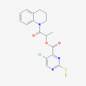 molecular formula C18H18ClN3O3S B3020232 1-Oxo-1-(1,2,3,4-tetrahydroquinolin-1-yl)propan-2-yl 5-chloro-2-(methylsulfanyl)pyrimidine-4-carboxylate CAS No. 1110896-62-2