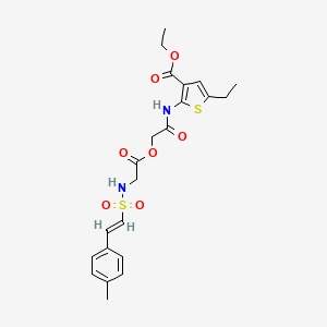 molecular formula C22H26N2O7S2 B3020249 ethyl 5-ethyl-2-[[2-[2-[[(E)-2-(4-methylphenyl)ethenyl]sulfonylamino]acetyl]oxyacetyl]amino]thiophene-3-carboxylate CAS No. 878943-72-7