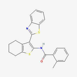 molecular formula C23H20N2OS2 B3020250 N-[3-(1,3-benzothiazol-2-yl)-4,5,6,7-tetrahydro-1-benzothiophen-2-yl]-2-methylbenzamide CAS No. 476274-83-6