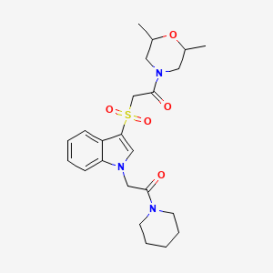 1-(2,6-dimethylmorpholino)-2-((1-(2-oxo-2-(piperidin-1-yl)ethyl)-1H-indol-3-yl)sulfonyl)ethanone