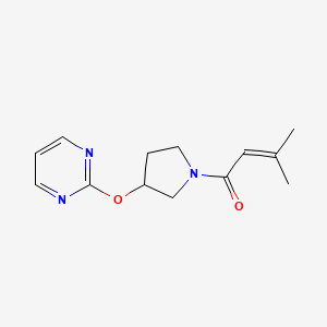 molecular formula C13H17N3O2 B3020262 3-Methyl-1-(3-(pyrimidin-2-yloxy)pyrrolidin-1-yl)but-2-en-1-one CAS No. 2034394-49-3