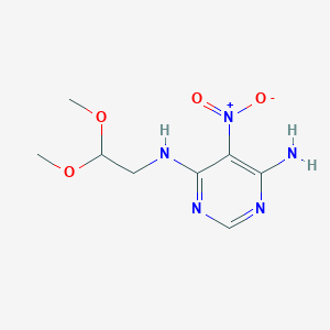 molecular formula C8H13N5O4 B3020266 4-N-(2,2-dimethoxyethyl)-5-nitropyrimidine-4,6-diamine CAS No. 450344-71-5
