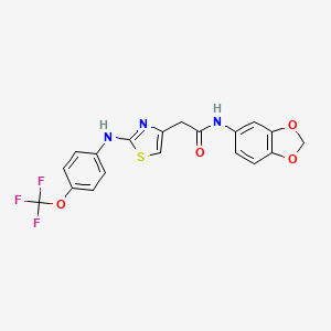 N-(benzo[d][1,3]dioxol-5-yl)-2-(2-((4-(trifluoromethoxy)phenyl)amino)thiazol-4-yl)acetamide