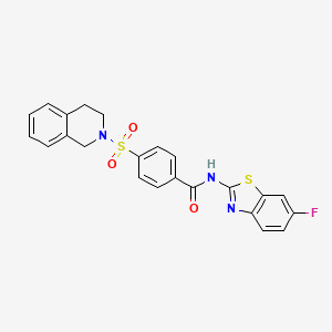 molecular formula C23H18FN3O3S2 B3020277 N-(6-fluoro-1,3-benzothiazol-2-yl)-4-(1,2,3,4-tetrahydroisoquinoline-2-sulfonyl)benzamide CAS No. 361480-56-0