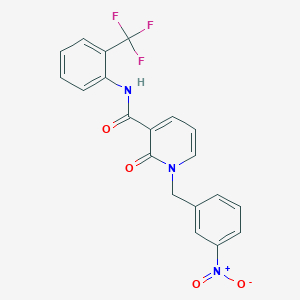 molecular formula C20H14F3N3O4 B3020293 1-(3-nitrobenzyl)-2-oxo-N-(2-(trifluoromethyl)phenyl)-1,2-dihydropyridine-3-carboxamide CAS No. 899969-97-2