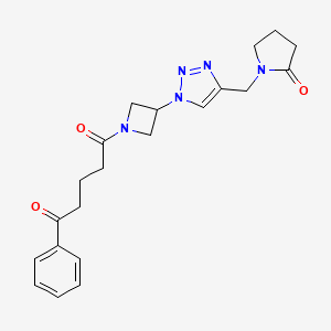 1-(3-(4-((2-oxopyrrolidin-1-yl)methyl)-1H-1,2,3-triazol-1-yl)azetidin-1-yl)-5-phenylpentane-1,5-dione