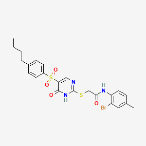 molecular formula C23H24BrN3O4S2 B3020319 N-(2-bromo-4-methylphenyl)-2-((5-((4-butylphenyl)sulfonyl)-6-oxo-1,6-dihydropyrimidin-2-yl)thio)acetamide CAS No. 1223830-06-5