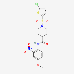 molecular formula C17H18ClN3O6S2 B3020321 1-((5-chlorothiophen-2-yl)sulfonyl)-N-(4-methoxy-2-nitrophenyl)piperidine-4-carboxamide CAS No. 941941-82-8