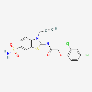 molecular formula C18H13Cl2N3O4S2 B3020323 2-(2,4-dichlorophenoxy)-N-(3-prop-2-ynyl-6-sulfamoyl-1,3-benzothiazol-2-ylidene)acetamide CAS No. 887203-63-6