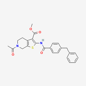 molecular formula C25H24N2O4S B3020325 Methyl 6-acetyl-2-(4-benzylbenzamido)-4,5,6,7-tetrahydrothieno[2,3-c]pyridine-3-carboxylate CAS No. 921109-33-3