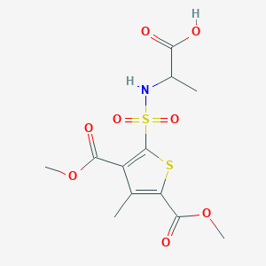 molecular formula C12H15NO8S2 B3020350 2-[3,5-Bis(methoxycarbonyl)-4-methylthiophene-2-sulfonamido]propanoic acid CAS No. 1008594-95-3