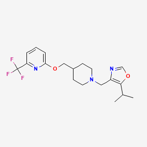 molecular formula C19H24F3N3O2 B3020376 2-[(1-{[5-(Propan-2-yl)-1,3-oxazol-4-yl]methyl}piperidin-4-yl)methoxy]-6-(trifluoromethyl)pyridine CAS No. 2197553-19-6