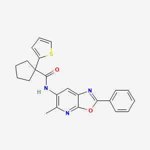 molecular formula C23H21N3O2S B3020381 N-(5-methyl-2-phenyloxazolo[5,4-b]pyridin-6-yl)-1-(thiophen-2-yl)cyclopentanecarboxamide CAS No. 2034423-29-3