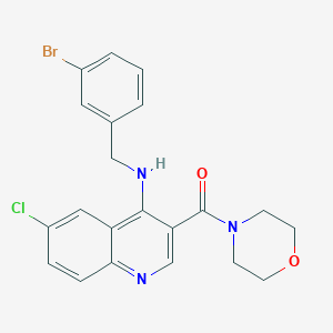 molecular formula C21H19BrClN3O2 B3020395 {4-[(3-Bromobenzyl)amino]-6-chloroquinolin-3-yl}(morpholin-4-yl)methanone CAS No. 1326913-52-3