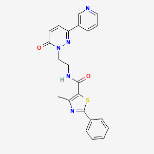 molecular formula C22H19N5O2S B3020398 4-methyl-N-(2-(6-oxo-3-(pyridin-3-yl)pyridazin-1(6H)-yl)ethyl)-2-phenylthiazole-5-carboxamide CAS No. 1021062-59-8