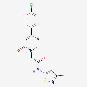 molecular formula C16H13ClN4O2S B3020403 2-(4-(4-chlorophenyl)-6-oxopyrimidin-1(6H)-yl)-N-(3-methylisothiazol-5-yl)acetamide CAS No. 1251625-09-8