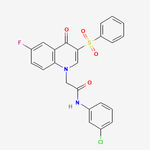 molecular formula C23H16ClFN2O4S B3020412 2-[3-(benzenesulfonyl)-6-fluoro-4-oxoquinolin-1-yl]-N-(3-chlorophenyl)acetamide CAS No. 866864-67-7