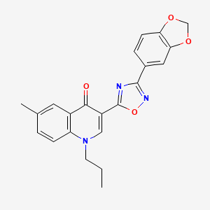 molecular formula C22H19N3O4 B3020414 3-[3-(1,3-benzodioxol-5-yl)-1,2,4-oxadiazol-5-yl]-6-methyl-1-propylquinolin-4(1H)-one CAS No. 1206993-93-2