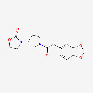 molecular formula C16H18N2O5 B3020421 3-{1-[2-(2H-1,3-benzodioxol-5-yl)acetyl]pyrrolidin-3-yl}-1,3-oxazolidin-2-one CAS No. 2097930-95-3