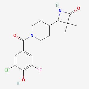 4-[1-(3-Chloro-5-fluoro-4-hydroxybenzoyl)piperidin-4-yl]-3,3-dimethylazetidin-2-one