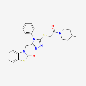 3-((5-((2-(4-methylpiperidin-1-yl)-2-oxoethyl)thio)-4-phenyl-4H-1,2,4-triazol-3-yl)methyl)benzo[d]thiazol-2(3H)-one