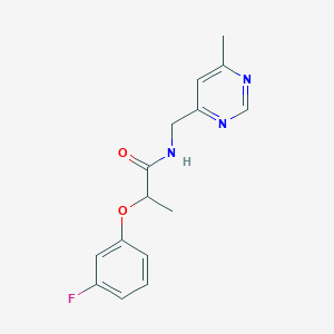 molecular formula C15H16FN3O2 B3020429 2-(3-fluorophenoxy)-N-((6-methylpyrimidin-4-yl)methyl)propanamide CAS No. 2189498-82-4