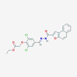 molecular formula C24H18Cl2N2O5 B302043 ethyl (2,6-dichloro-4-{(E)-[2-(naphtho[2,1-b]furan-2-ylcarbonyl)hydrazinylidene]methyl}phenoxy)acetate 