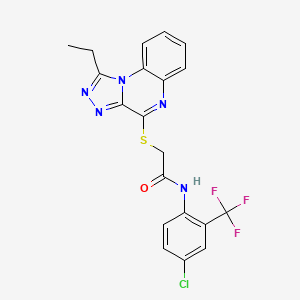 molecular formula C20H15ClF3N5OS B3020432 N-[4-chloro-2-(trifluoromethyl)phenyl]-2-({1-ethyl-[1,2,4]triazolo[4,3-a]quinoxalin-4-yl}sulfanyl)acetamide CAS No. 1251688-38-6