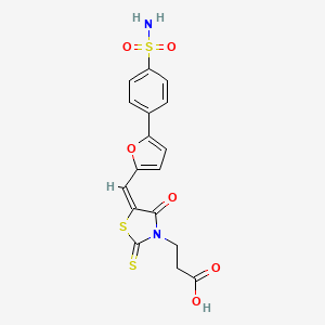 molecular formula C17H14N2O6S3 B3020438 (E)-3-(4-oxo-5-((5-(4-sulfamoylphenyl)furan-2-yl)methylene)-2-thioxothiazolidin-3-yl)propanoic acid CAS No. 851304-23-9