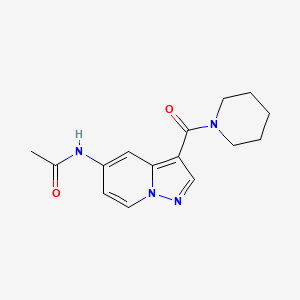 molecular formula C15H18N4O2 B3020443 N-[3-(piperidine-1-carbonyl)pyrazolo[1,5-a]pyridin-5-yl]acetamide CAS No. 2034339-61-0