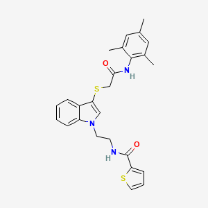 N-(2-(3-((2-(mesitylamino)-2-oxoethyl)thio)-1H-indol-1-yl)ethyl)thiophene-2-carboxamide