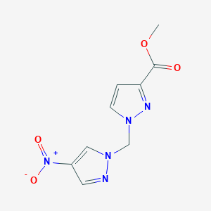 molecular formula C9H9N5O4 B3020454 Methyl 1-((4-nitro-1H-pyrazol-1-yl)methyl)-1H-pyrazole-3-carboxylate CAS No. 1005696-77-4
