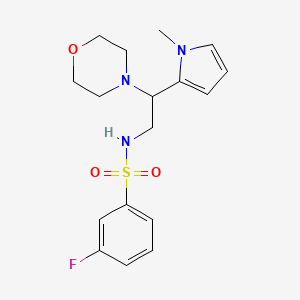 molecular formula C17H22FN3O3S B3020456 3-fluoro-N-(2-(1-methyl-1H-pyrrol-2-yl)-2-morpholinoethyl)benzenesulfonamide CAS No. 1049391-81-2