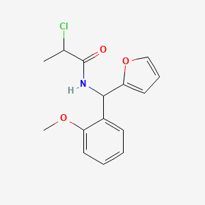 molecular formula C15H16ClNO3 B3020471 2-Chloro-N-[furan-2-yl-(2-methoxyphenyl)methyl]propanamide CAS No. 2411290-86-1