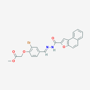 molecular formula C23H17BrN2O5 B302048 Methyl{2-bromo-4-[2-(naphtho[2,1-b]furan-2-ylcarbonyl)carbohydrazonoyl]phenoxy}acetate 