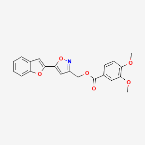 molecular formula C21H17NO6 B3020489 (5-(Benzofuran-2-yl)isoxazol-3-yl)methyl 3,4-dimethoxybenzoate CAS No. 1105244-10-7