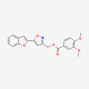 molecular formula C21H17NO6 B3020489 [5-(1-benzofuran-2-yl)-1,2-oxazol-3-yl]methyl 3,4-dimethoxybenzoate CAS No. 1105244-10-7