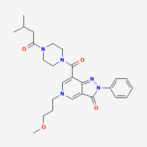 molecular formula C26H33N5O4 B3020507 5-(3-methoxypropyl)-7-(4-(3-methylbutanoyl)piperazine-1-carbonyl)-2-phenyl-2H-pyrazolo[4,3-c]pyridin-3(5H)-one CAS No. 1021078-08-9