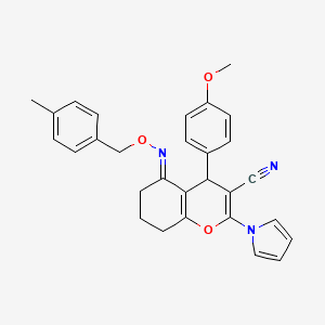 (5E)-4-(4-methoxyphenyl)-5-[(4-methylphenyl)methoxyimino]-2-pyrrol-1-yl-4,6,7,8-tetrahydrochromene-3-carbonitrile