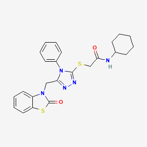 N-cyclohexyl-2-((5-((2-oxobenzo[d]thiazol-3(2H)-yl)methyl)-4-phenyl-4H-1,2,4-triazol-3-yl)thio)acetamide