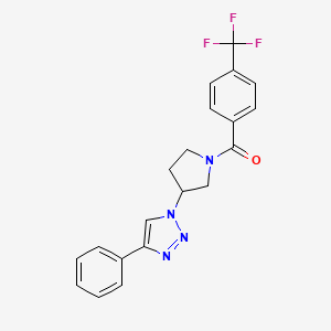 molecular formula C20H17F3N4O B3020523 (3-(4-phenyl-1H-1,2,3-triazol-1-yl)pyrrolidin-1-yl)(4-(trifluoromethyl)phenyl)methanone CAS No. 2034302-93-5