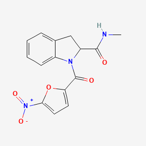 molecular formula C15H13N3O5 B3020524 N-methyl-1-(5-nitrofuran-2-carbonyl)indoline-2-carboxamide CAS No. 1100790-37-1